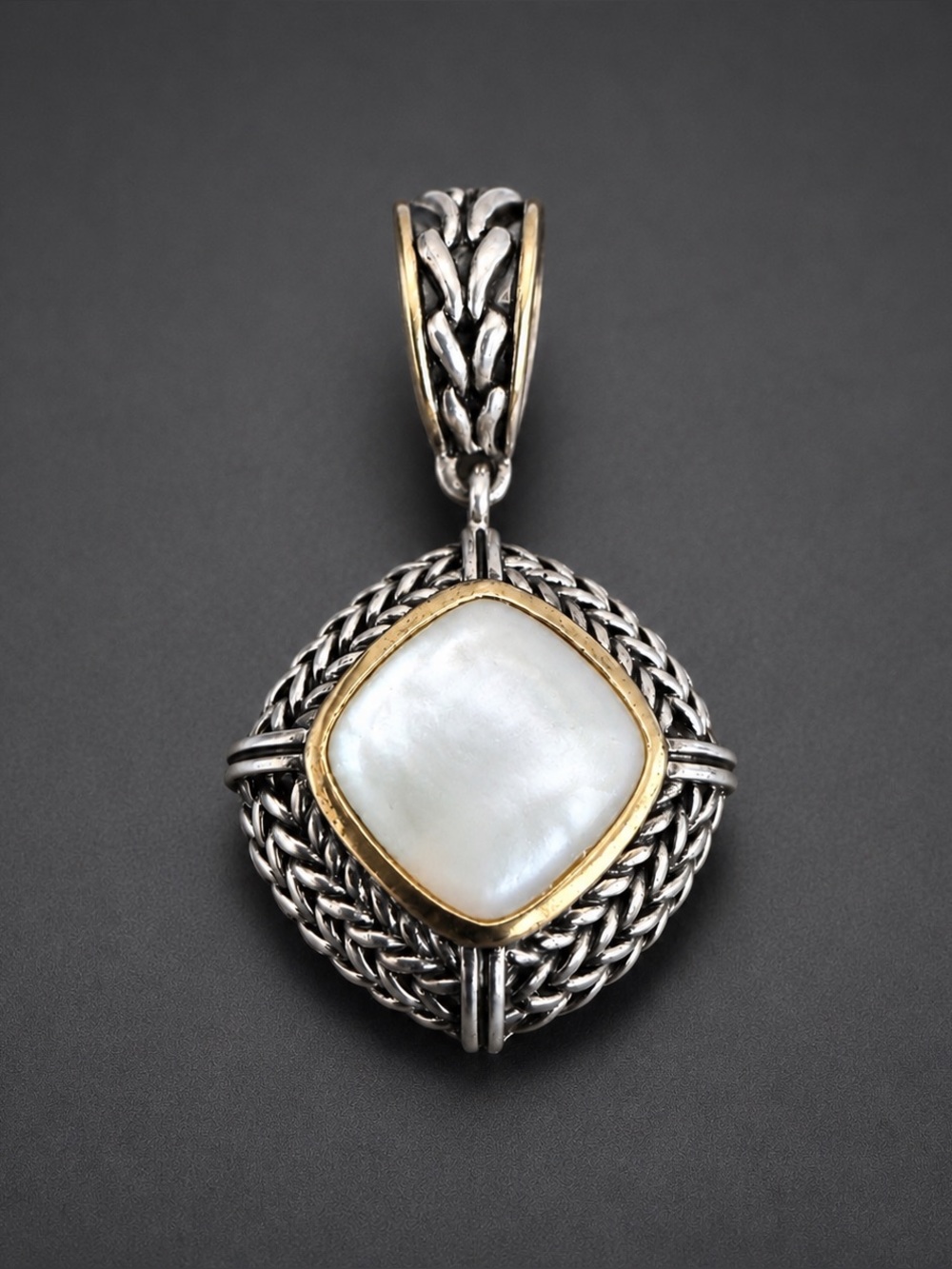 Gail Scott 18kt Gold Sterling Silver Designer Pendant with Mother of Pearl